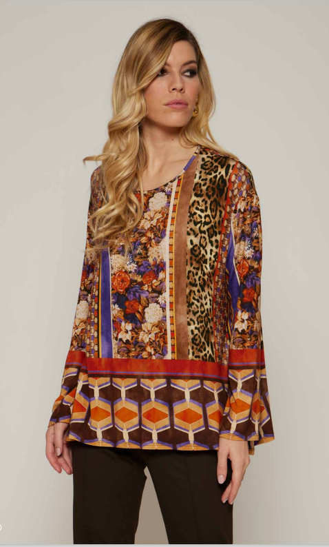 T-shirt in viscosa fantasia animalier