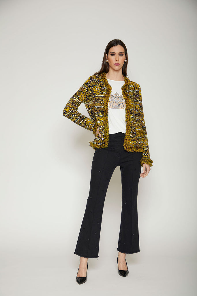 Giacchina jacquard con frange