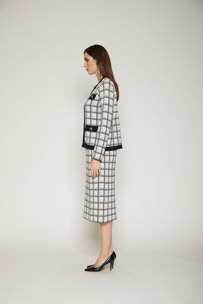 Gonna longuette jacquard misto lana