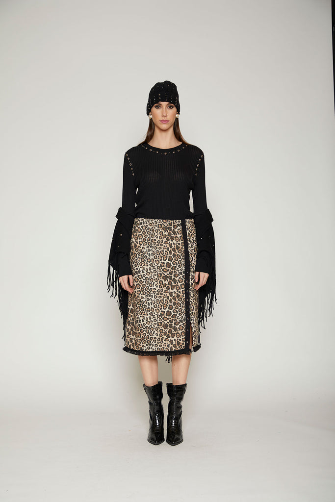 Gonna longuette stampa animalier
