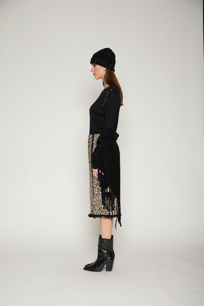 Gonna longuette stampa animalier