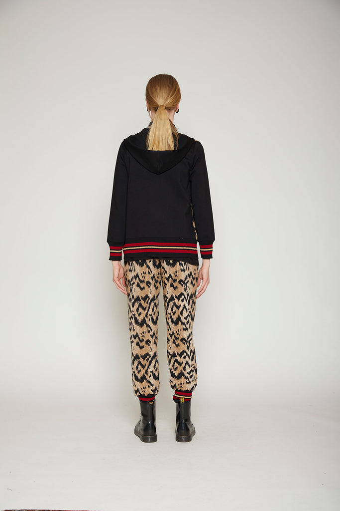 Pantalone misto lana jacquard animalier