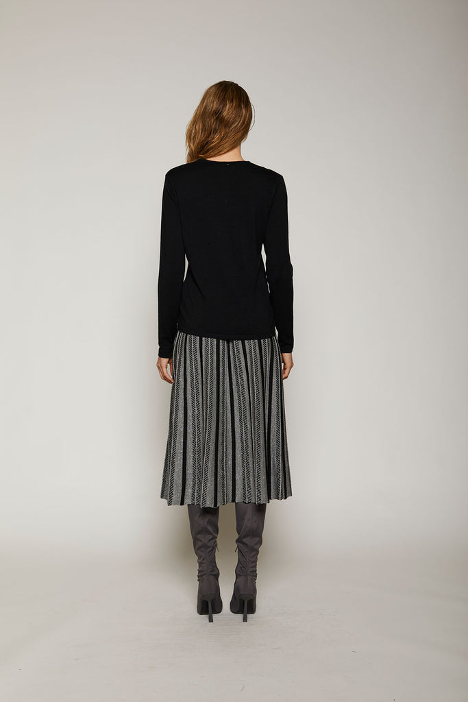 Maglia girocollo in pura lana con strass