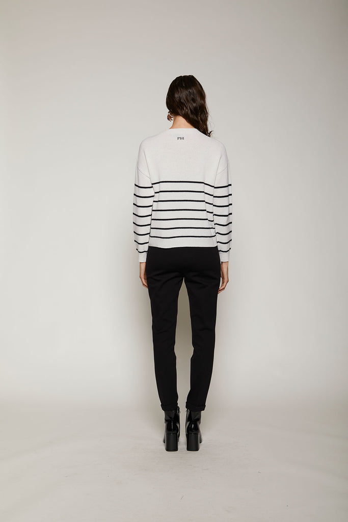 Maglia in lana e cashmere rigata con bottoni