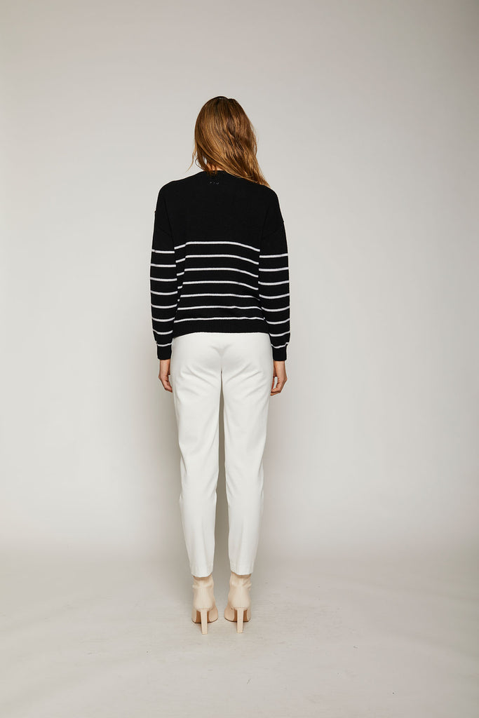 Maglia in lana e cashmere rigata con bottoni