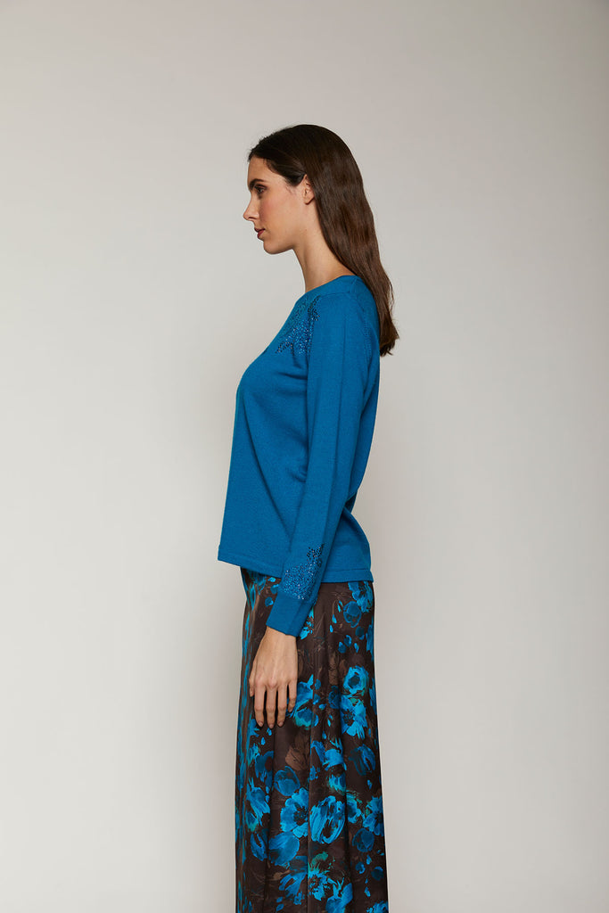 Maglia in pura lana con strass