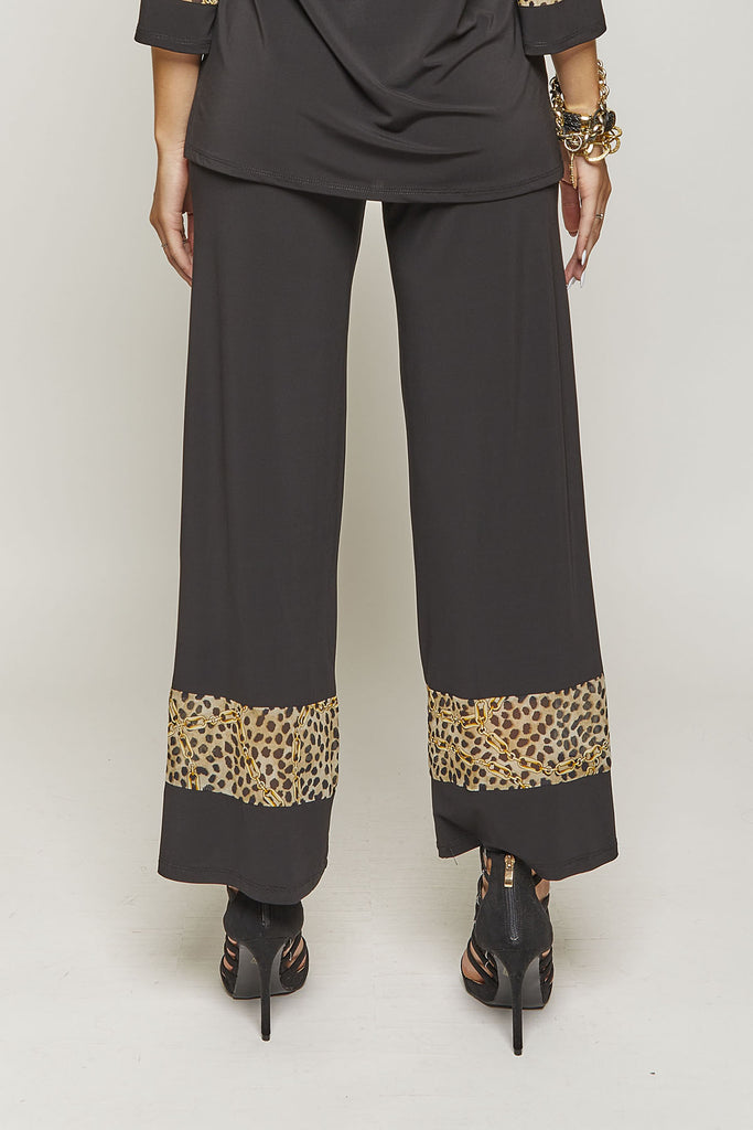 Pantalone con inserti georgette animalier
