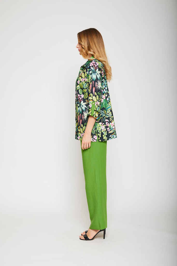 Camicia fantasia in lino e viscosa
