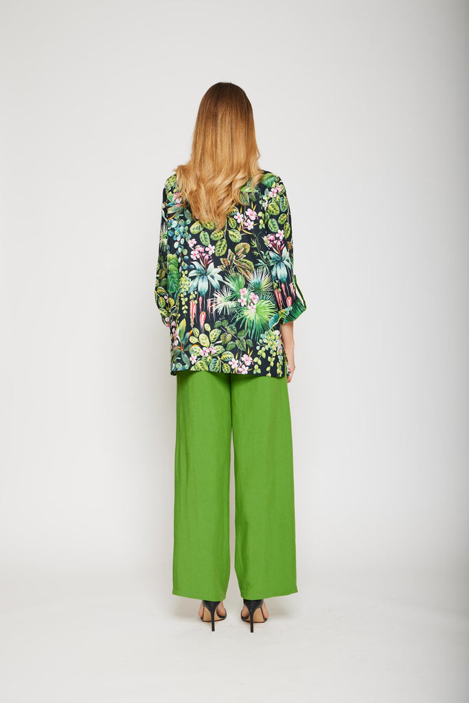 Camicia fantasia in lino e viscosa