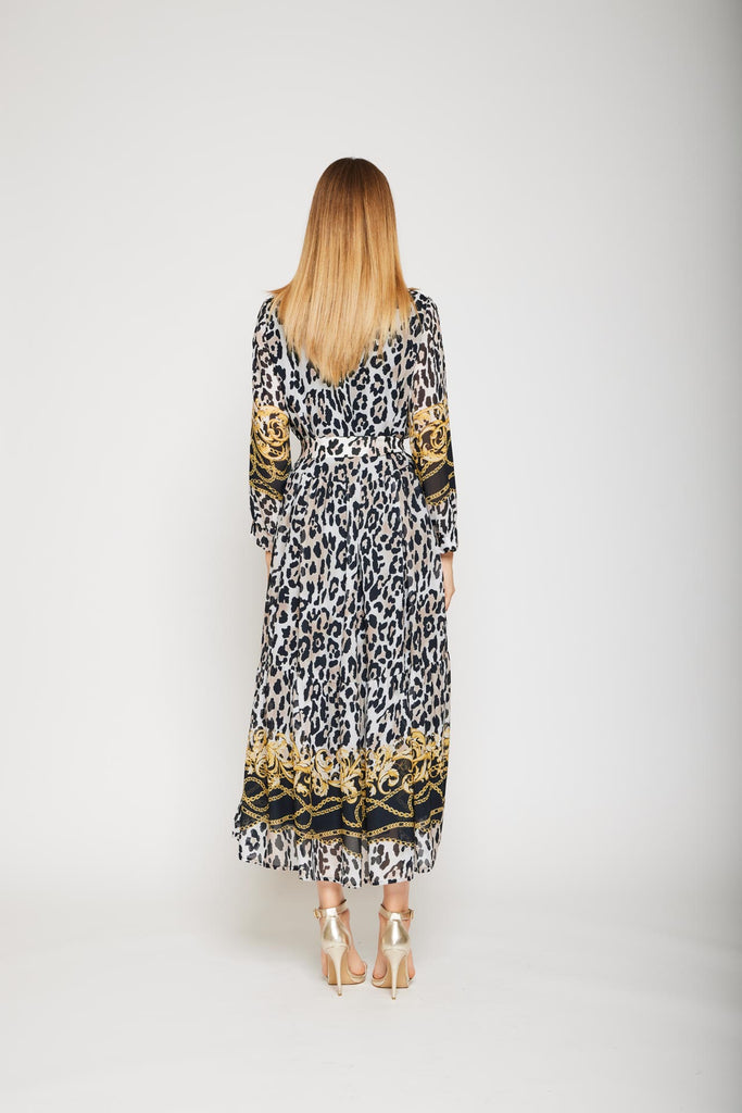 Abito lungo in chiffon stampato