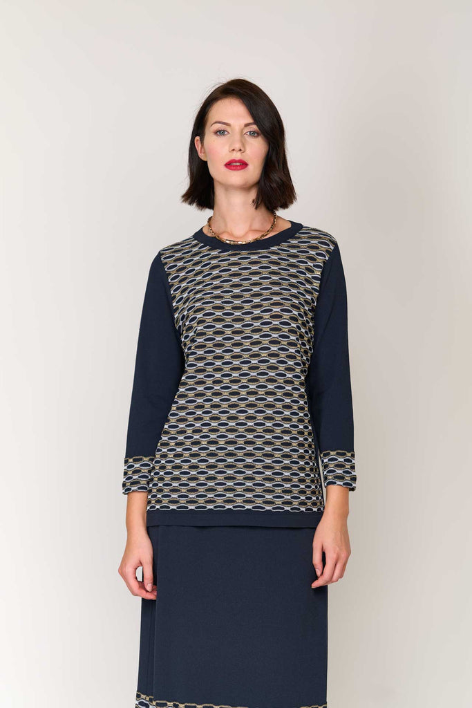 Maglia in filato di viscosa con lurex oro