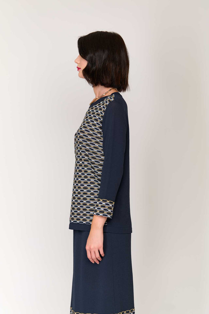 Maglia in filato di viscosa con lurex oro
