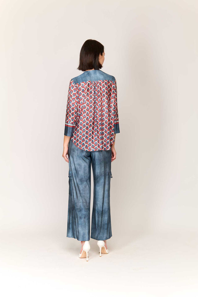 Pantalone in jersey di viscosa effetto jeans