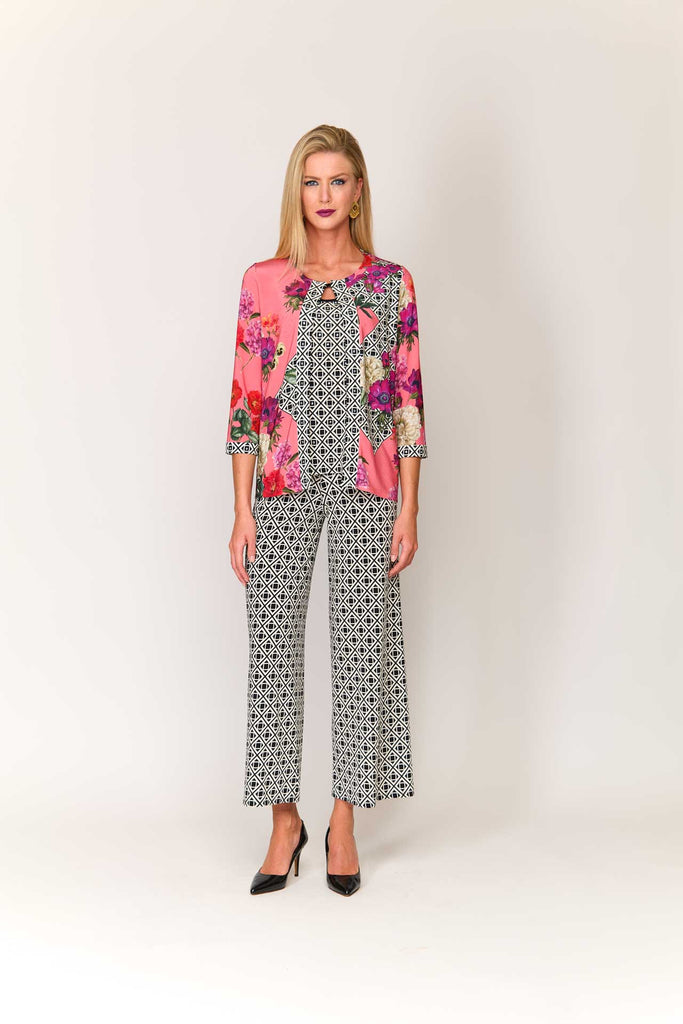 Completo in jersey di viscosa fantasia giacca+top