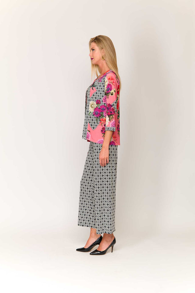 Completo in jersey di viscosa fantasia giacca+top