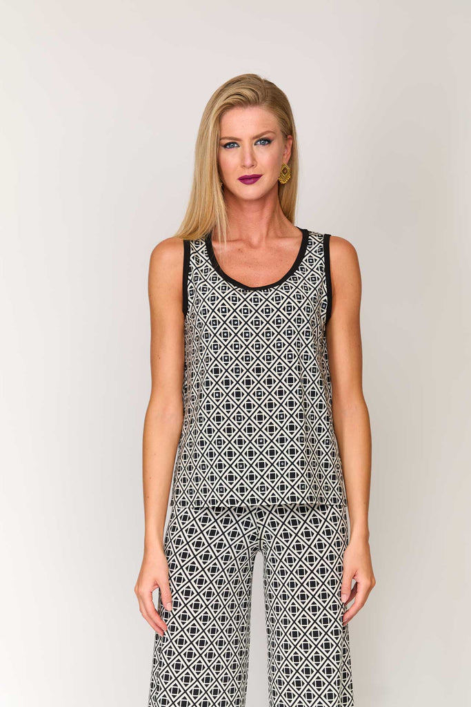 Completo in jersey di viscosa fantasia giacca+top