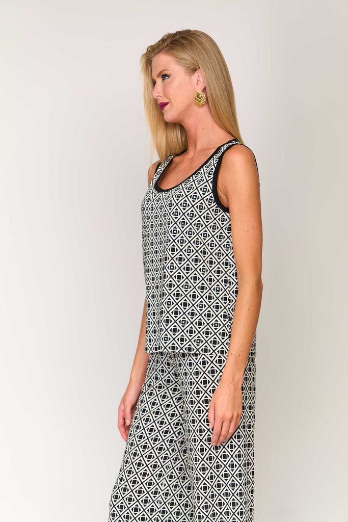 Completo in jersey di viscosa fantasia giacca+top