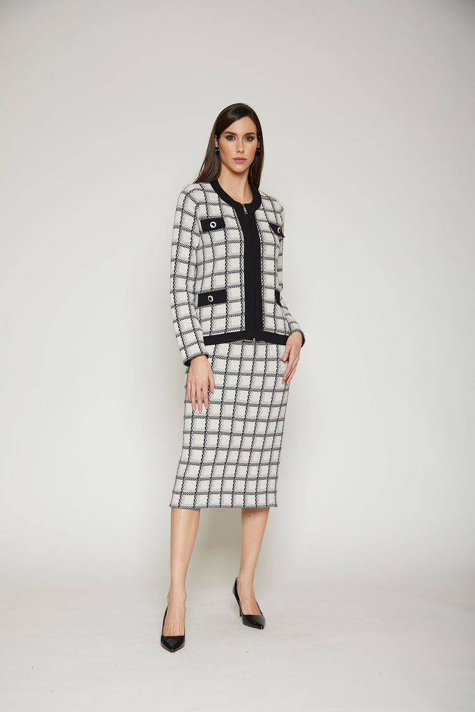 Gonna longuette jacquard misto lana