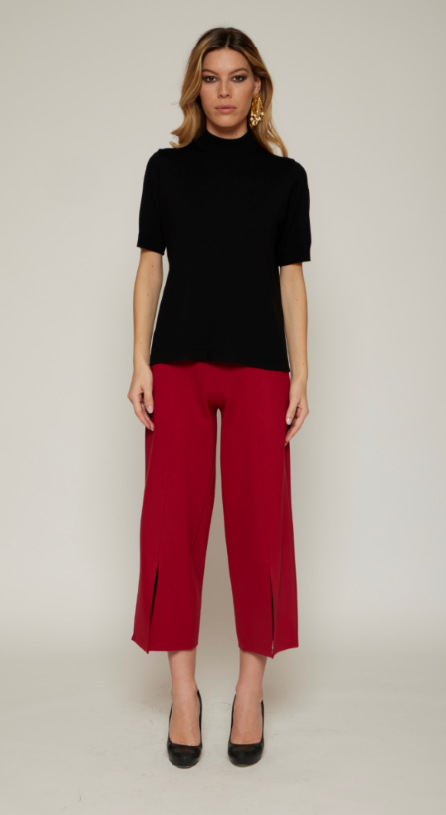 Pantalone  cropped in punto-milano di viscosa