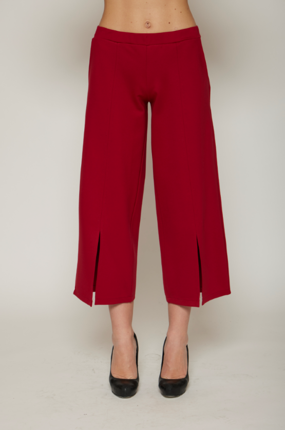 Pantalone  cropped in punto-milano di viscosa