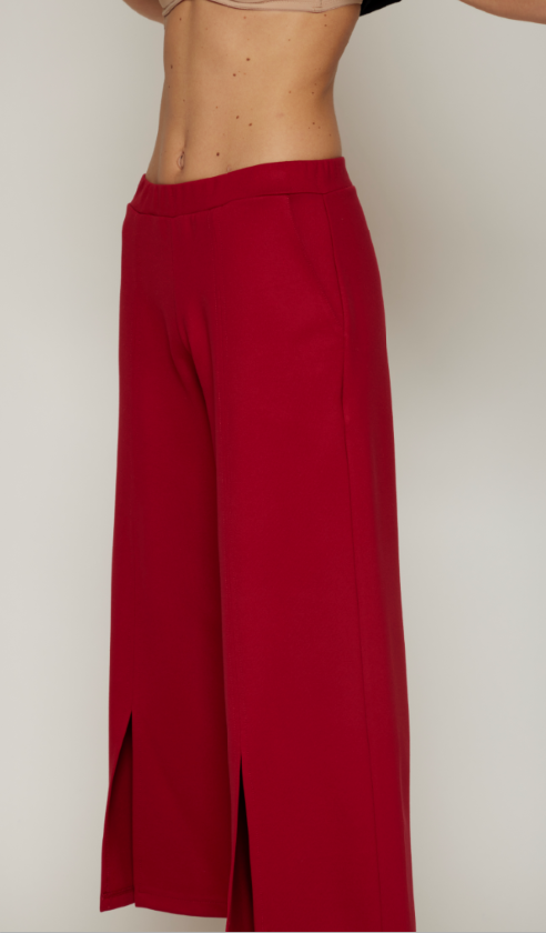Pantalone  cropped in punto-milano di viscosa