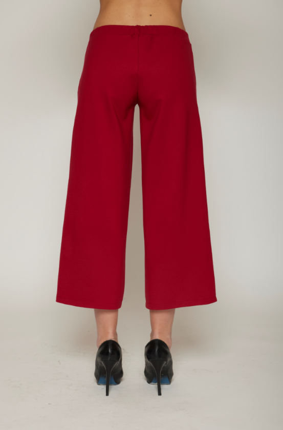 Pantalone  cropped in punto-milano di viscosa