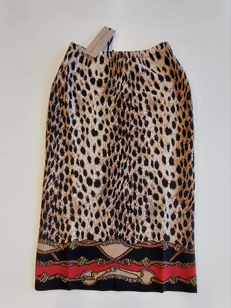Gonna misto lana jacquard animalier