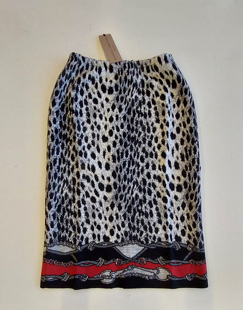 Gonna misto lana jacquard animalier