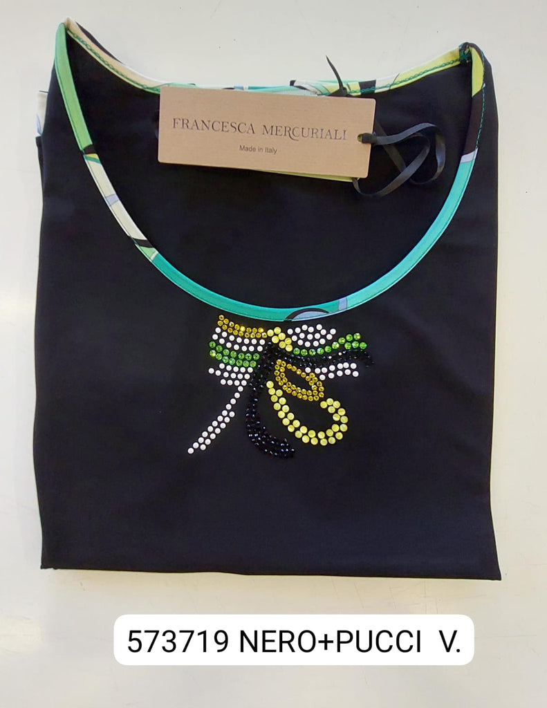 Top viscosa elasticizzata con strass