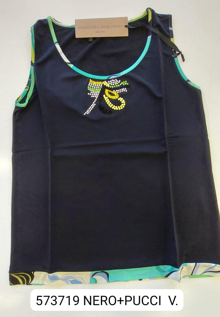 Top viscosa elasticizzata con strass