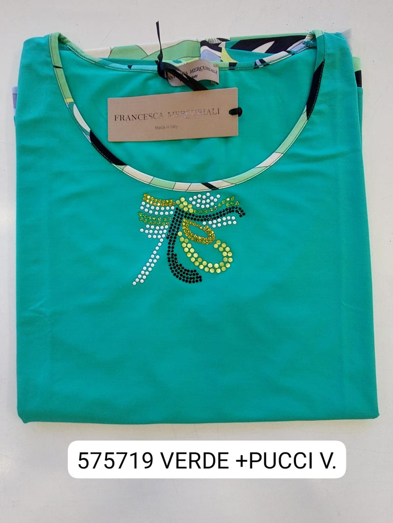 Top viscosa elasticizzata con strass