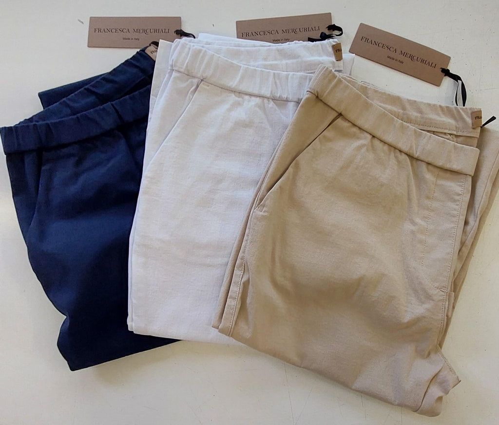 Pantalone cotone elasticizzato colorato con tasche