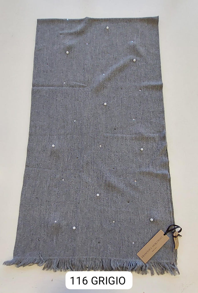 Stola lana/viscosa con strass e perle