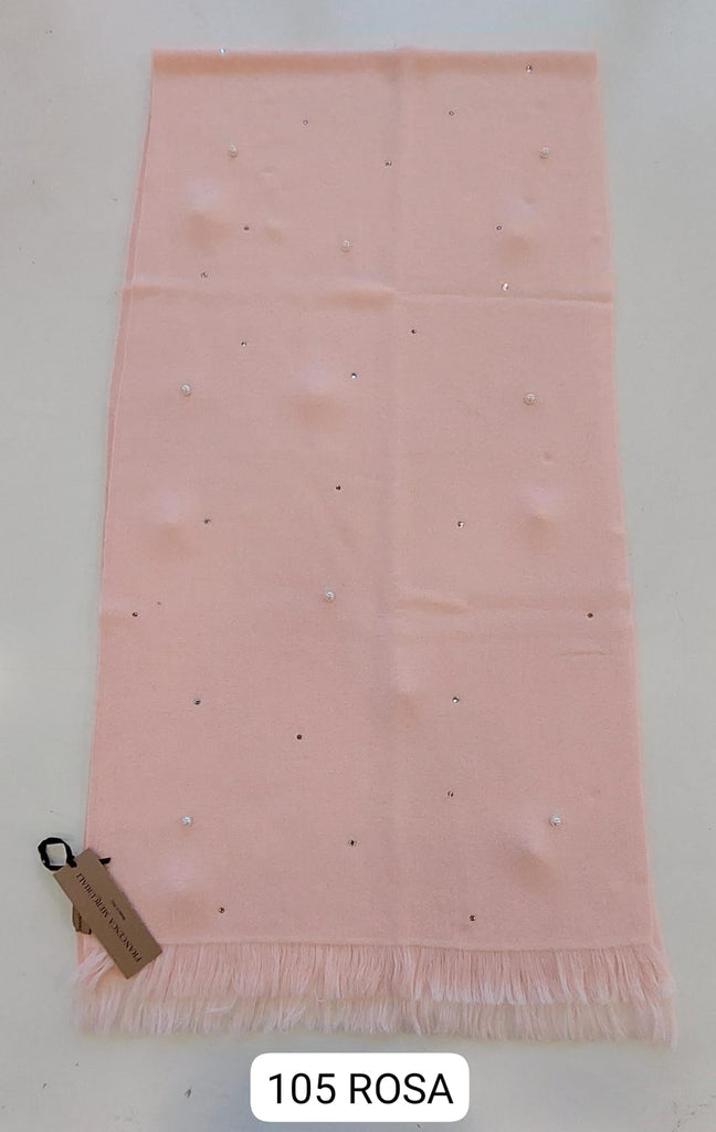 Stola lana/viscosa con strass e perle