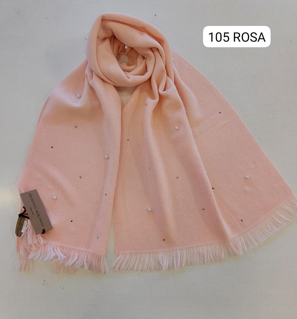 Stola lana/viscosa con strass e perle