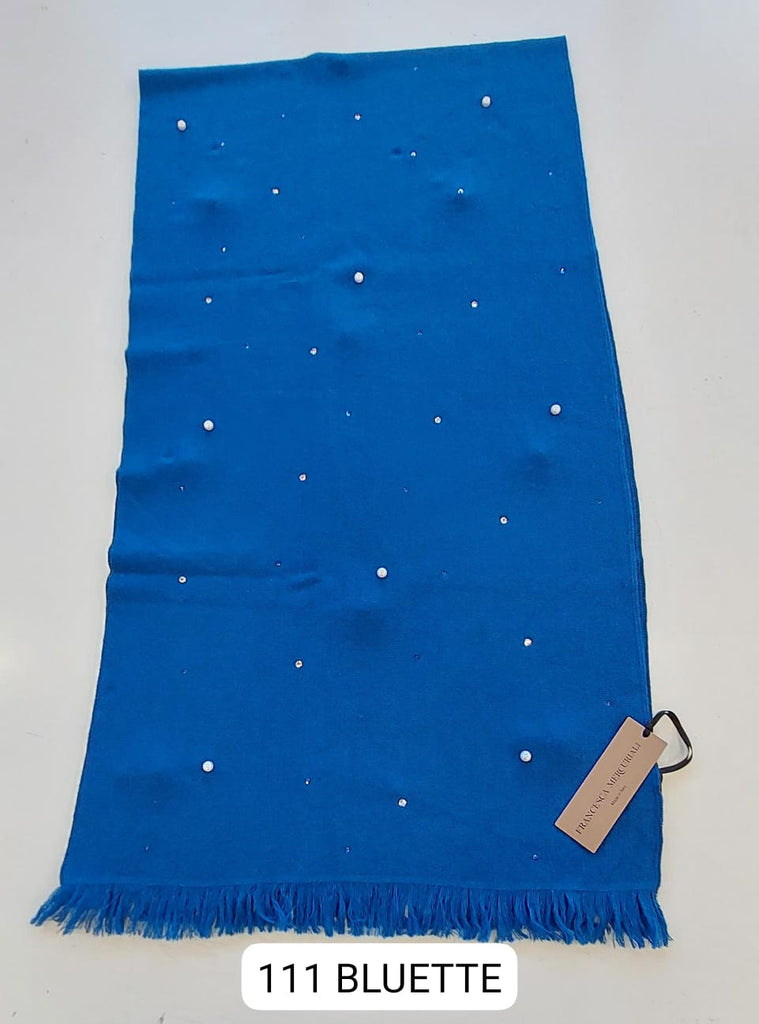 Stola lana/viscosa con strass e perle