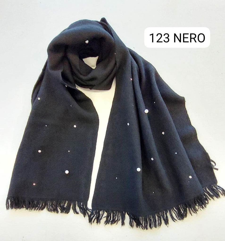 Stola lana/viscosa con strass e perle