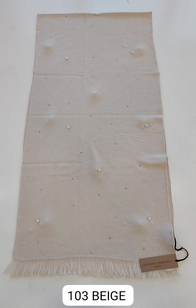 Stola lana/viscosa con strass e perle