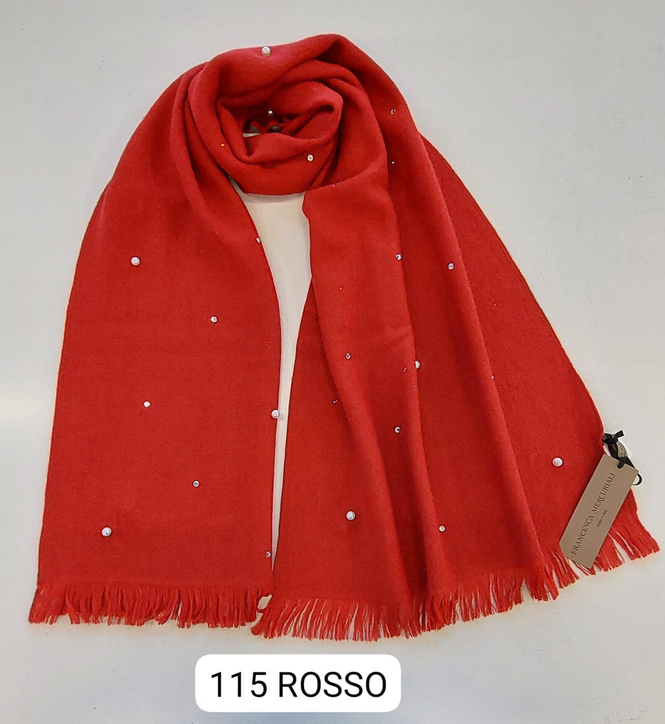 Stola lana/viscosa con strass e perle