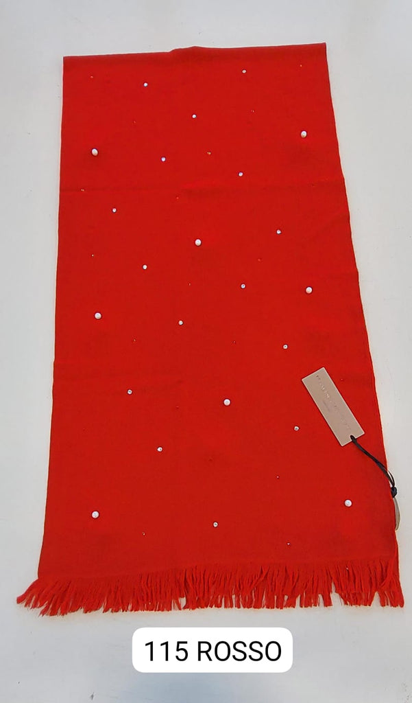 Stola lana/viscosa con strass e perle