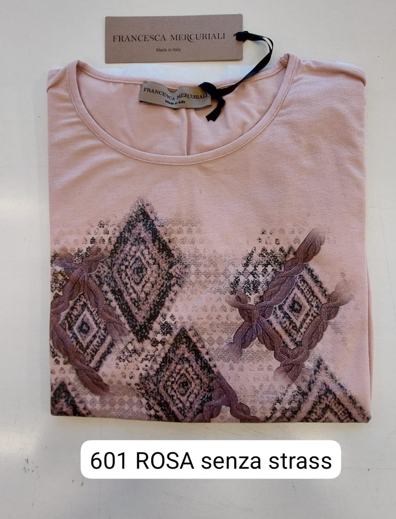 T-shirt in viscosa stampata a manica lunga