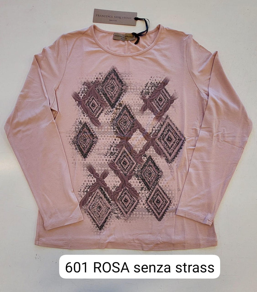 T-shirt in viscosa stampata a manica lunga