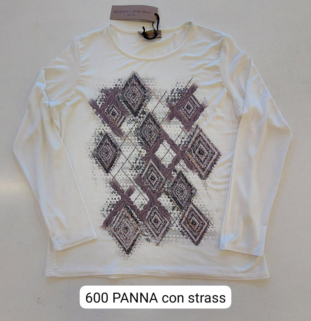 T-shirt in viscosa stampata a manica lunga