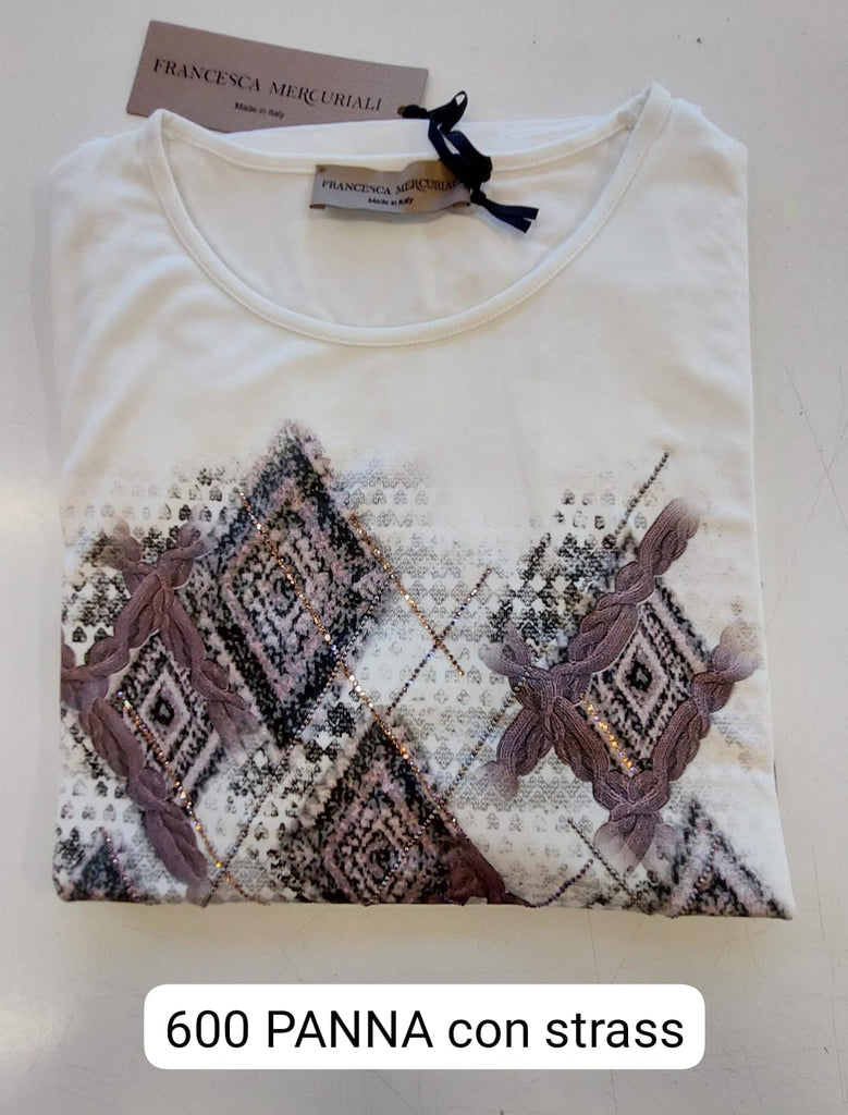 T-shirt in viscosa stampata a manica lunga