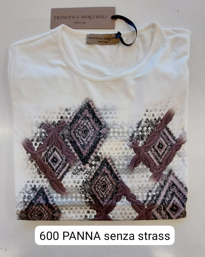 T-shirt in viscosa stampata a manica lunga