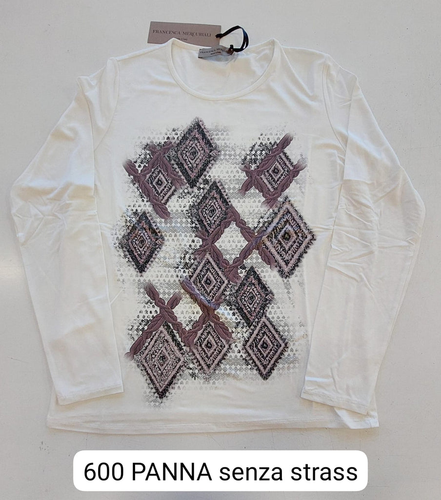 T-shirt in viscosa stampata a manica lunga