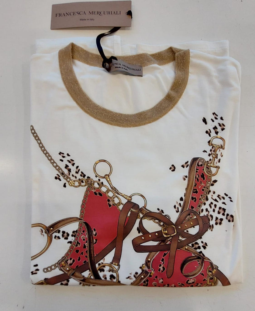 T-shirt in viscosa stampata a manica lunga
