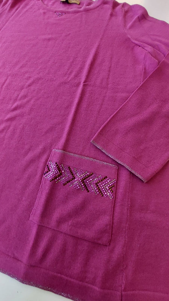 Maglia girocollo in lana merino con tasche