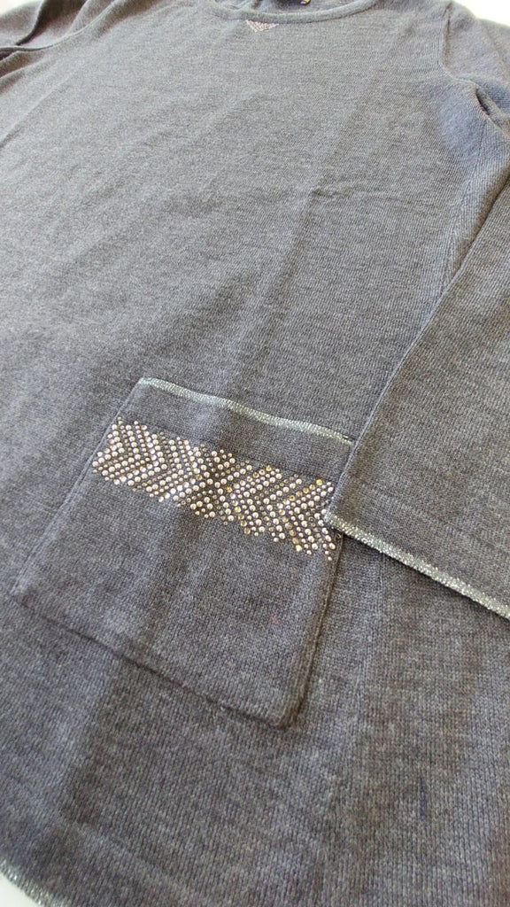 Maglia girocollo in lana merino con tasche