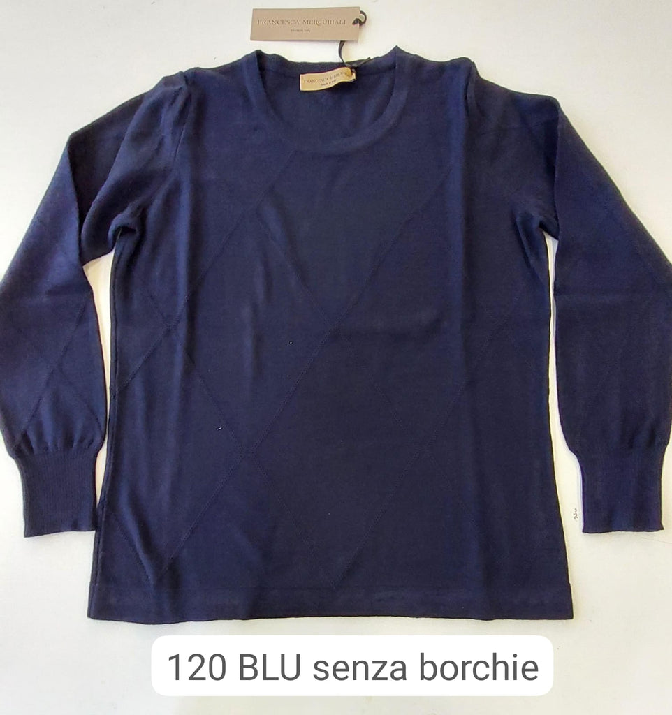 Maglia girocollo in pura lana punto a rilievo